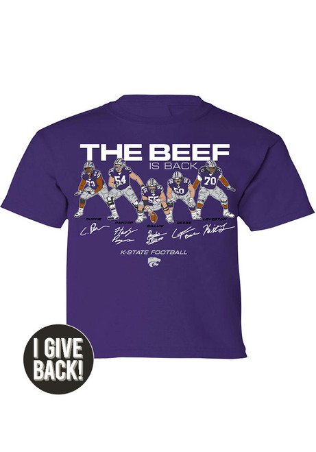Youth Purple K-State Wildcats Football Beef Is Back Short Sleeve Player T-Shirt