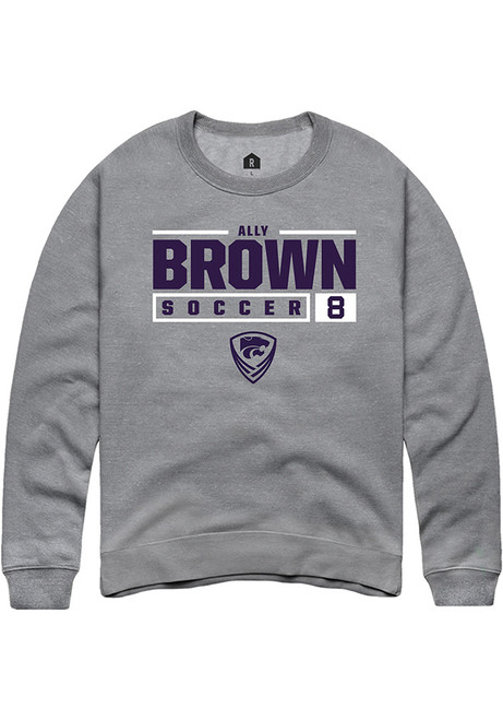 Ally Brown Rally Mens Graphite K-State Wildcats NIL Stacked Box Crew Sweatshirt