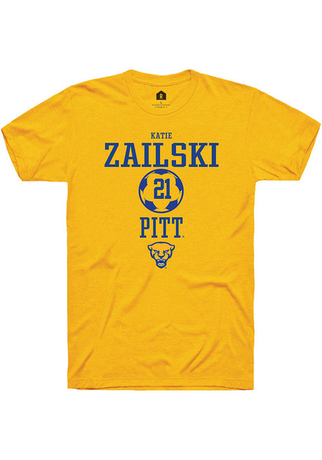 Katie Zailski Gold Pitt Panthers NIL Sport Icon Short Sleeve T Shirt