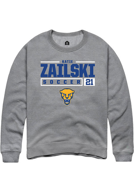 Katie Zailski Rally Mens Graphite Pitt Panthers NIL Stacked Box Crew Sweatshirt