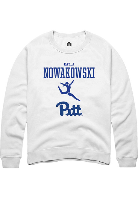 Kayla Nowakowski Rally Mens White Pitt Panthers NIL Sport Icon Crew Sweatshirt