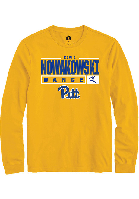 Kayla Nowakowski Rally Mens Gold Pitt Panthers NIL Stacked Box Tee