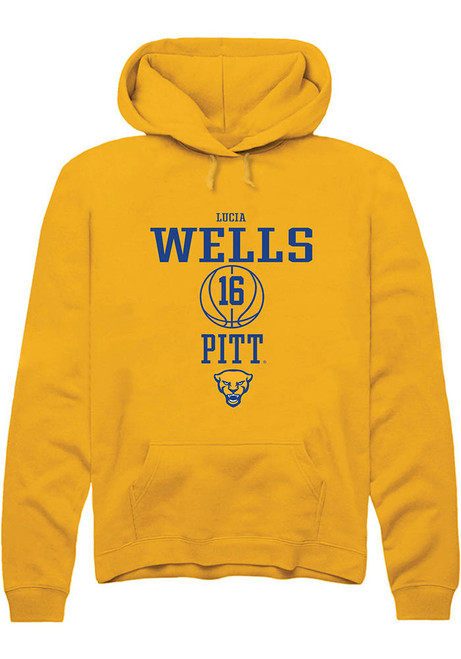 Lucia Wells Rally Mens Gold Pitt Panthers NIL Sport Icon Hooded Sweatshirt