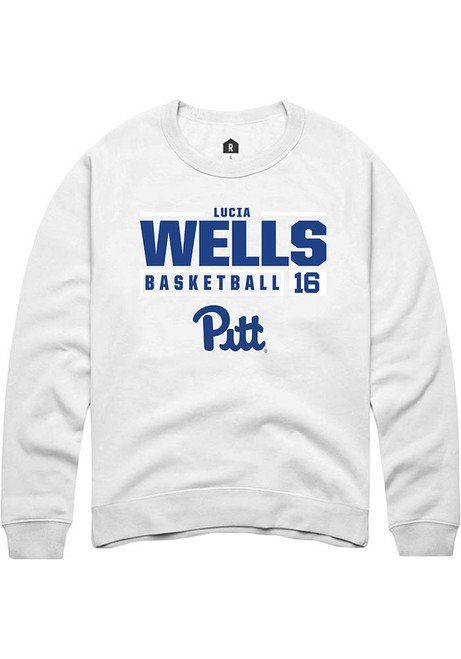 Lucia Wells Rally Mens White Pitt Panthers NIL Stacked Box Crew Sweatshirt