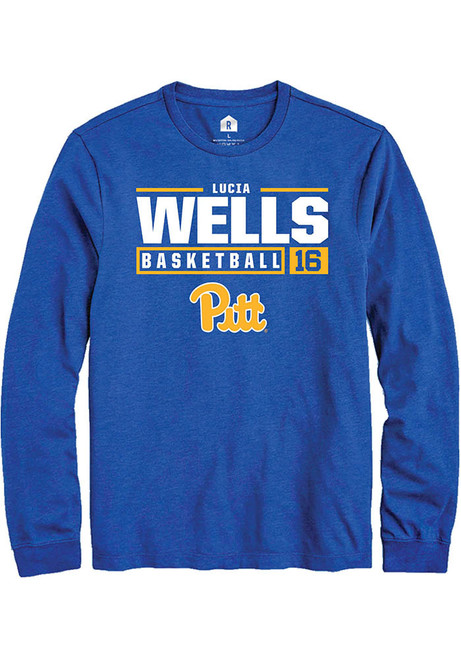 Lucia Wells Rally Mens Blue Pitt Panthers NIL Stacked Box Tee