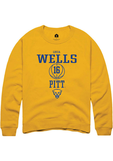 Lucia Wells Rally Mens Gold Pitt Panthers NIL Sport Icon Crew Sweatshirt