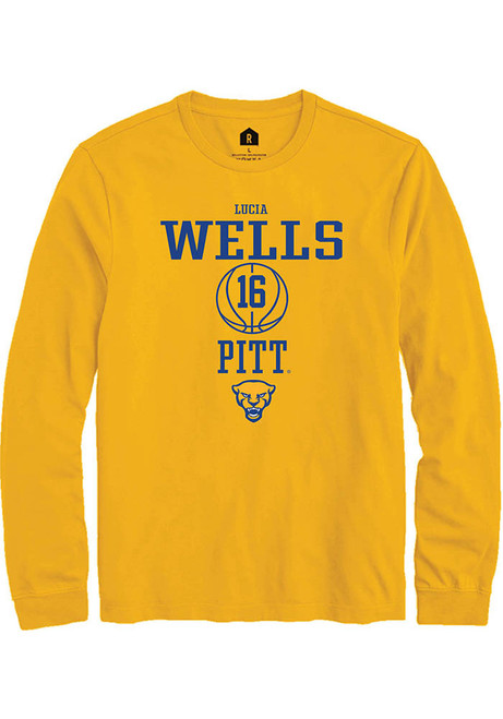 Lucia Wells Rally Mens Gold Pitt Panthers NIL Sport Icon Tee