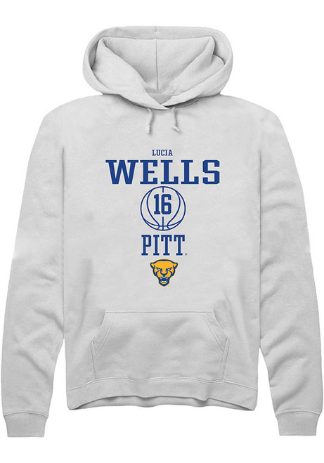 Lucia Wells Rally Mens White Pitt Panthers NIL Sport Icon Hooded Sweatshirt