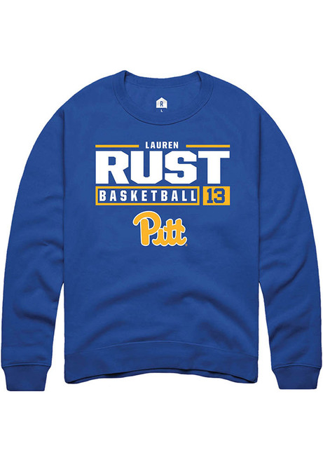 Lauren Rust Rally Mens Blue Pitt Panthers NIL Stacked Box Crew Sweatshirt