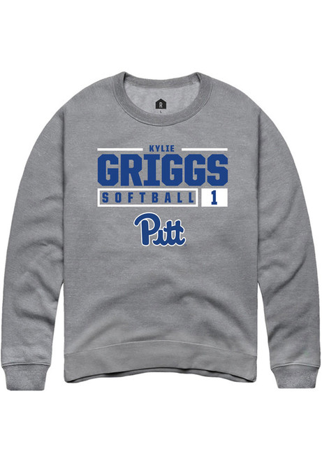 Kylie Griggs Rally Mens Graphite Pitt Panthers NIL Stacked Box Crew Sweatshirt