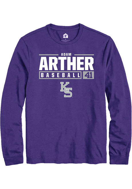 Adam Arther Rally Mens Purple K-State Wildcats NIL Stacked Box Tee