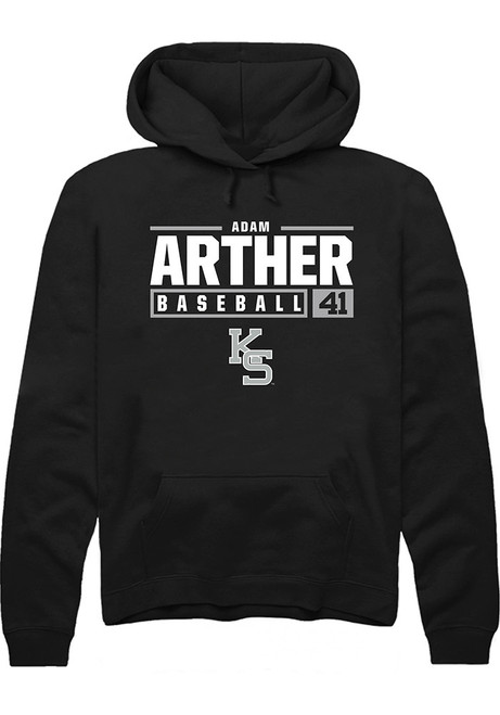 Adam Arther Rally Mens Black K-State Wildcats NIL Stacked Box Hooded Sweatshirt