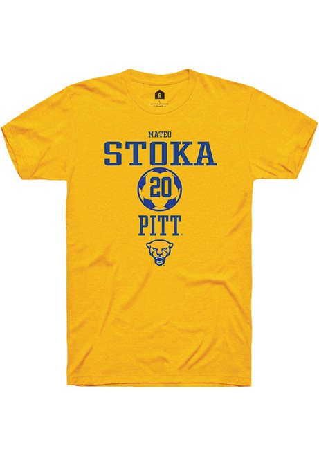 Mateo Stoka Gold Pitt Panthers NIL Sport Icon Short Sleeve T Shirt