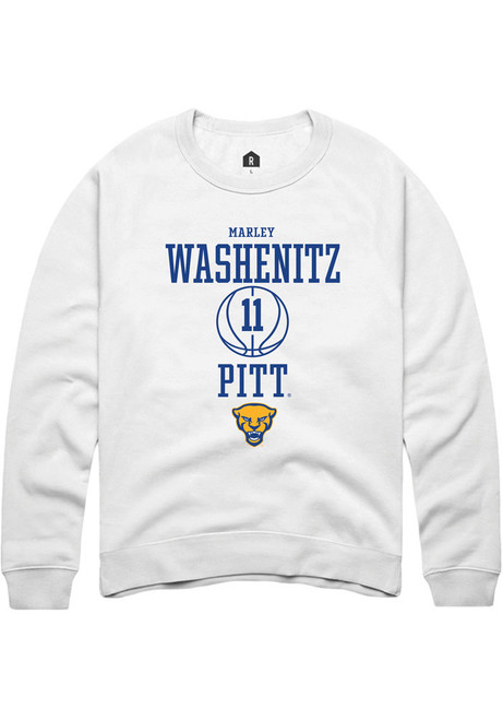 Marley Washenitz Rally Mens White Pitt Panthers NIL Sport Icon Crew Sweatshirt