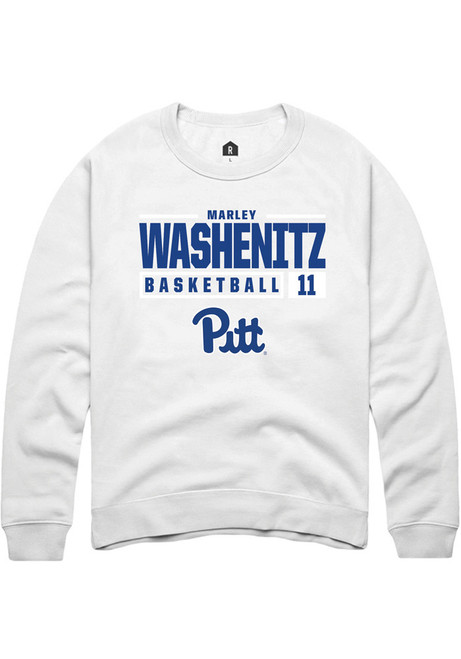 Marley Washenitz Rally Mens White Pitt Panthers NIL Stacked Box Crew Sweatshirt