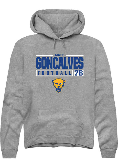 Matt Goncalves Rally Mens Graphite Pitt Panthers NIL Stacked Box Hooded Sweatshirt