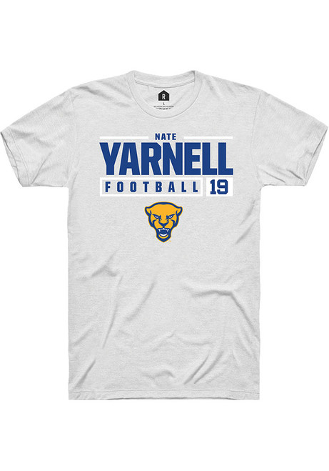 Nate Yarnell White Pitt Panthers NIL Stacked Box Short Sleeve T Shirt