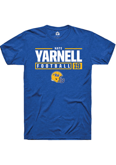 Nate Yarnell Blue Pitt Panthers NIL Stacked Box Short Sleeve T Shirt