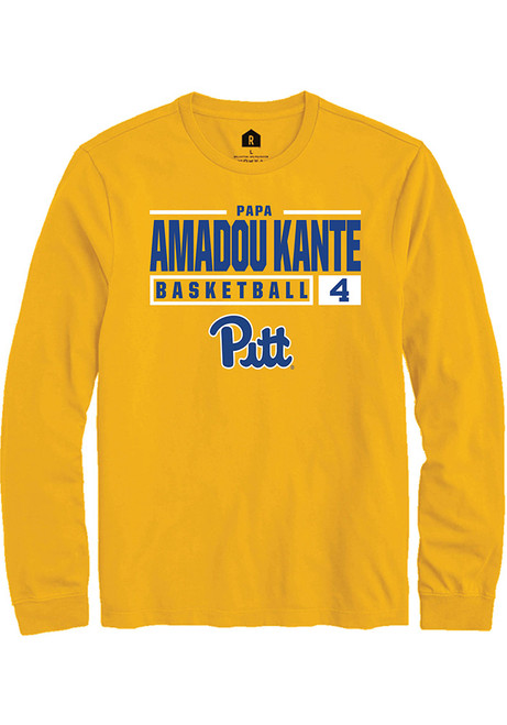 Papa Amadou Kante Rally Mens Gold Pitt Panthers NIL Stacked Box Tee