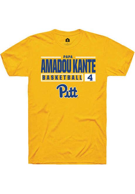 Papa Amadou Kante Gold Pitt Panthers NIL Stacked Box Short Sleeve T Shirt