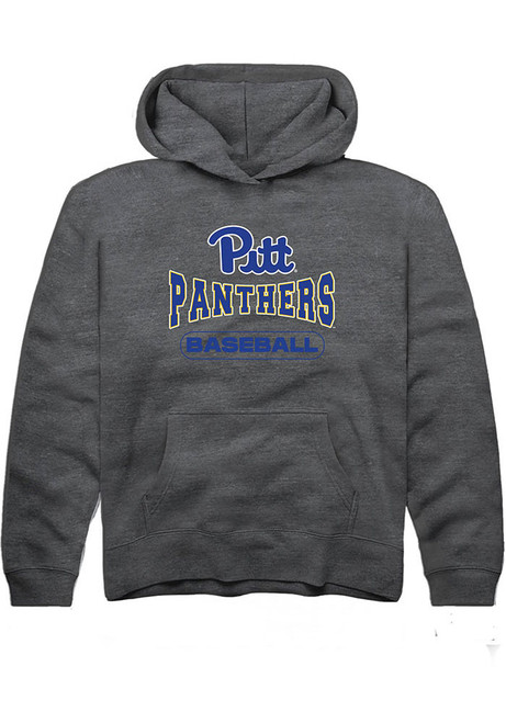 Youth Pitt Panthers Charcoal Rally Baseball Wordmark Long Sleeve Hooded Sweatshirt