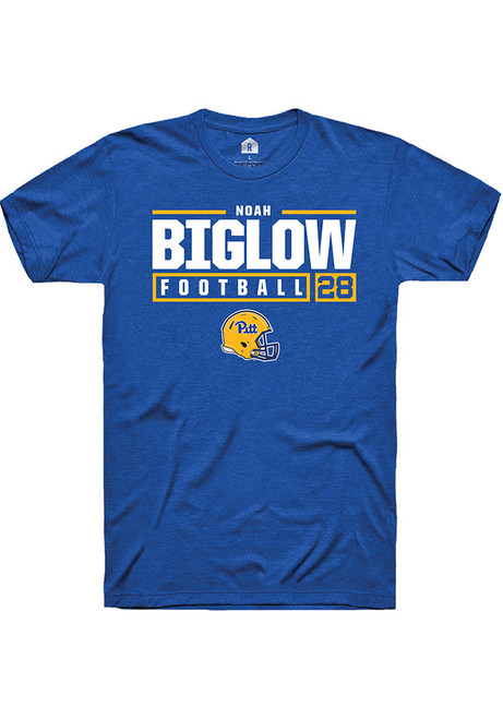 Noah Biglow Blue Pitt Panthers NIL Stacked Box Short Sleeve T Shirt