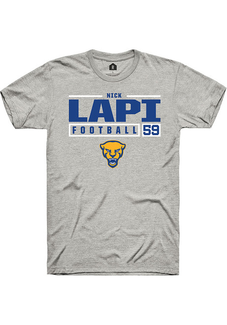 Nick Lapi Ash Pitt Panthers NIL Stacked Box Short Sleeve T Shirt