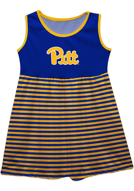 Toddler Girls Pitt Panthers Blue Vive La Fete Stripes Short Sleeve Dresses