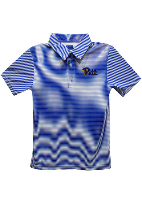 Youth Pitt Panthers Blue Vive La Fete Pencil Stripe Short Sleeve Polo Shirt