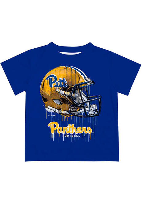 Youth Pitt Panthers Blue Vive La Fete Helmet Short Sleeve T-Shirt