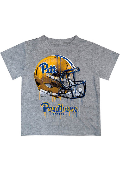 Youth Pitt Panthers Grey Vive La Fete Helmet Short Sleeve T-Shirt