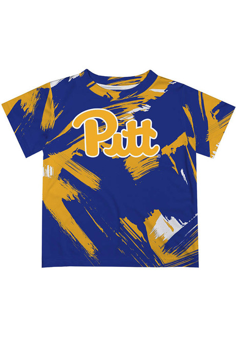 Youth Pitt Panthers Blue Vive La Fete Paint Brush Short Sleeve T-Shirt