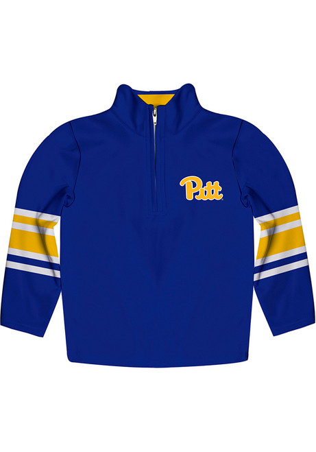 Youth Pitt Panthers Blue Vive La Fete Stripe Long Sleeve Quarter Zip