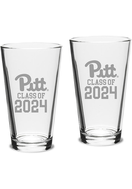 White Pitt Panthers Class of 2024 Hand Etched Crystal 2 Piece Pint Glass