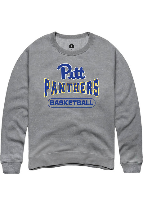 Mens Pitt Panthers Grey Rally Basketball Wordmark Crew Sweatshirt