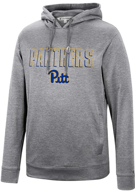 Mens Pitt Panthers Grey Colosseum Flat Name Mascot Long Sleeve Hoodie