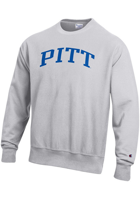 Mens Pitt Panthers Silver Champion Reverse Weave Crew Sweatshirt