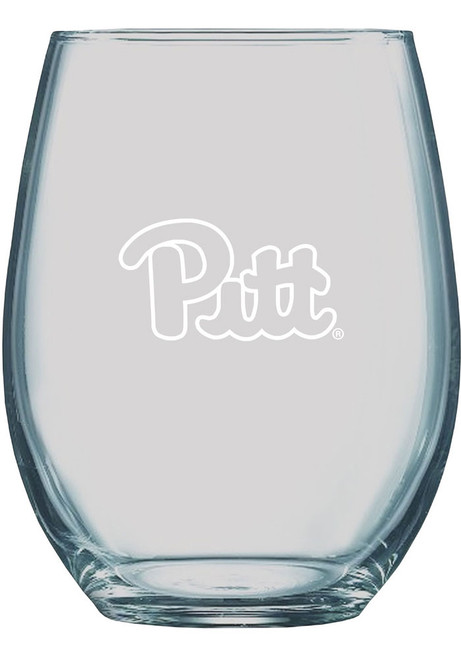 White Pitt Panthers 21oz Logo Engraved Stemless Wine Glass