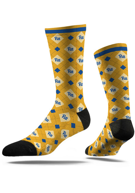 Repeat Logo Pitt Panthers Mens Argyle Socks - Yellow