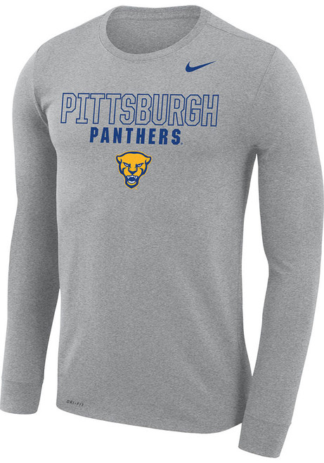 Mens Pitt Panthers Grey Nike Legend Arch Mascot Long Sleeve T-Shirt