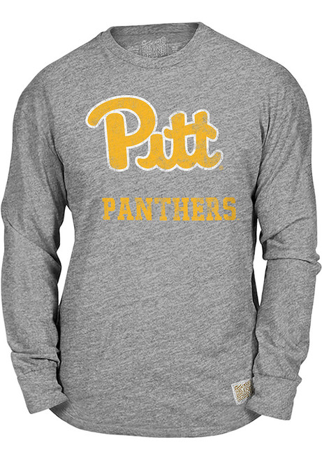 Mens Pitt Panthers Grey Original Retro Brand Triblend Long Sleeve Fashion T Shirt