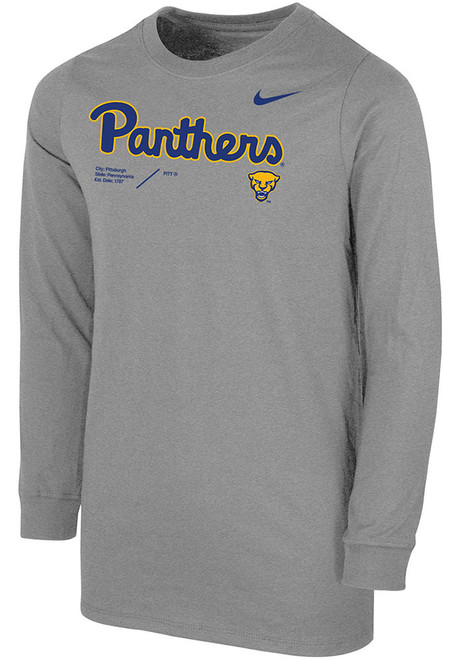 Youth Pitt Panthers Grey Nike SL Team Issue Long Sleeve T-Shirt