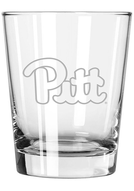 White Pitt Panthers 15oz Etched Rock Glass