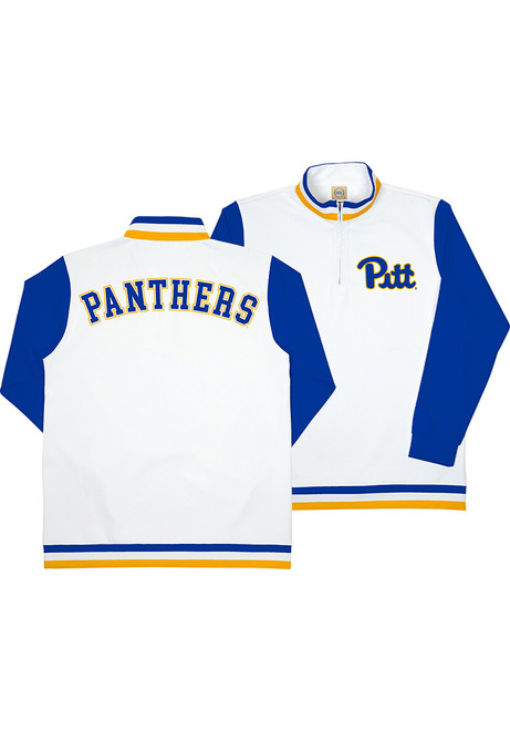 Mens White Pitt Panthers Pullover Qtr Zip Pullover