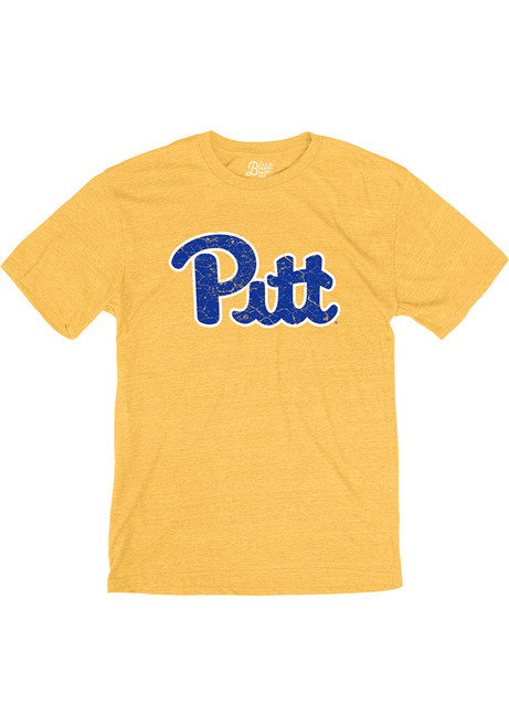 Gold Pitt Panthers Team Name Short Sleeve Fashion T Shirt