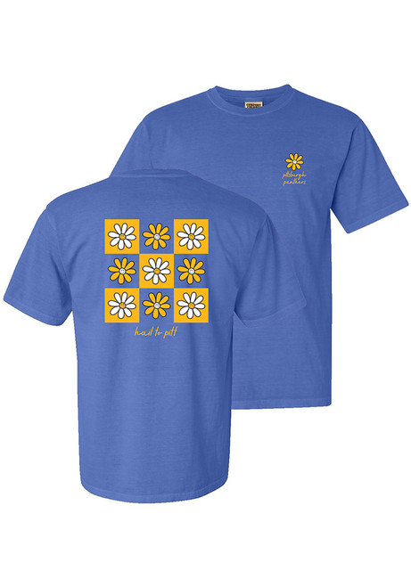 Pitt Panthers Smiley Flower Squares Short Sleeve T-Shirt - Blue