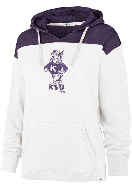 Womens K-State Wildcats White 47 Emerson Colorblock Hooded Sweatshirt