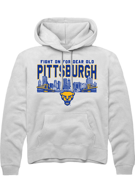 Mens Pitt Panthers White Rally Skyline Hooded Sweatshirt