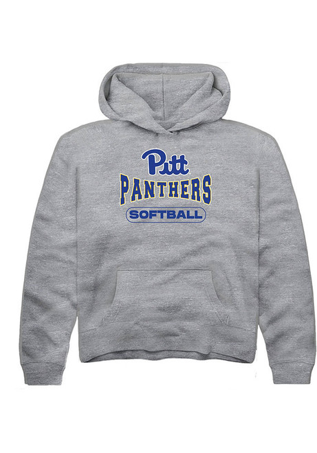 Youth Pitt Panthers Grey Rally Softball Wordmark Long Sleeve Hooded Sweatshirt