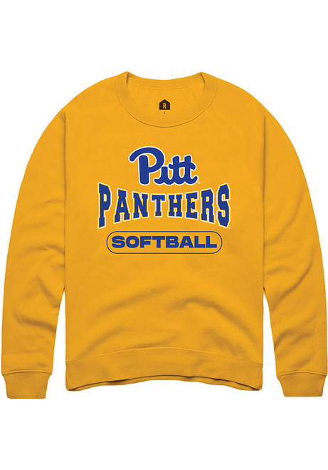 Mens Pitt Panthers Gold Rally Softball Crew Sweatshirt